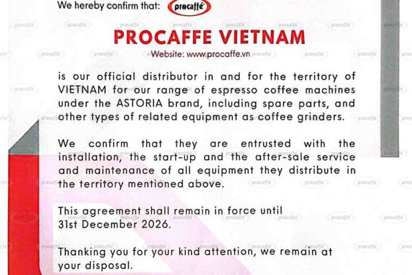 ProCaffe Group Trở Thành Nhà Phân Phối Astoria Chính Thức Duy Nhất Tại Việt Nam