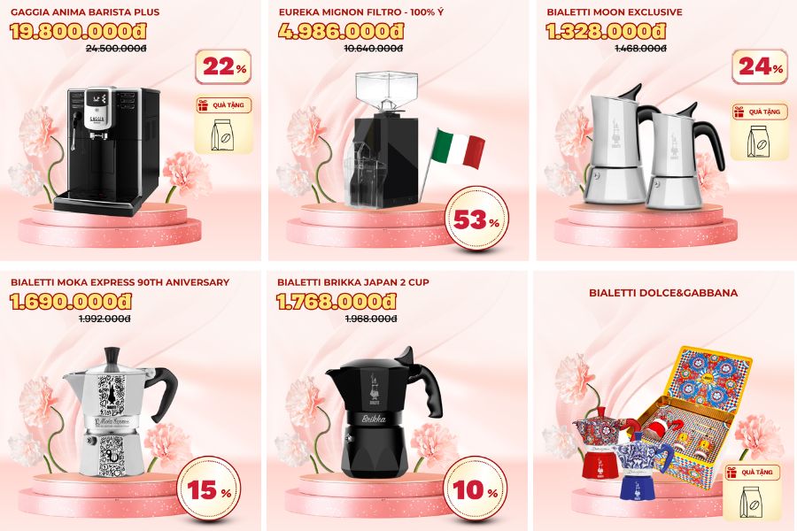 Ấm pha cà phê, máy pha cafe tự động và máy xay