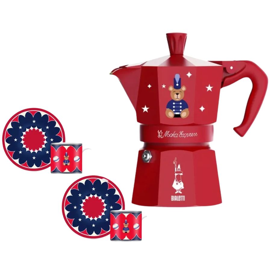 Set Bialetti Moka Express ORSETTO Teddy Bear red
