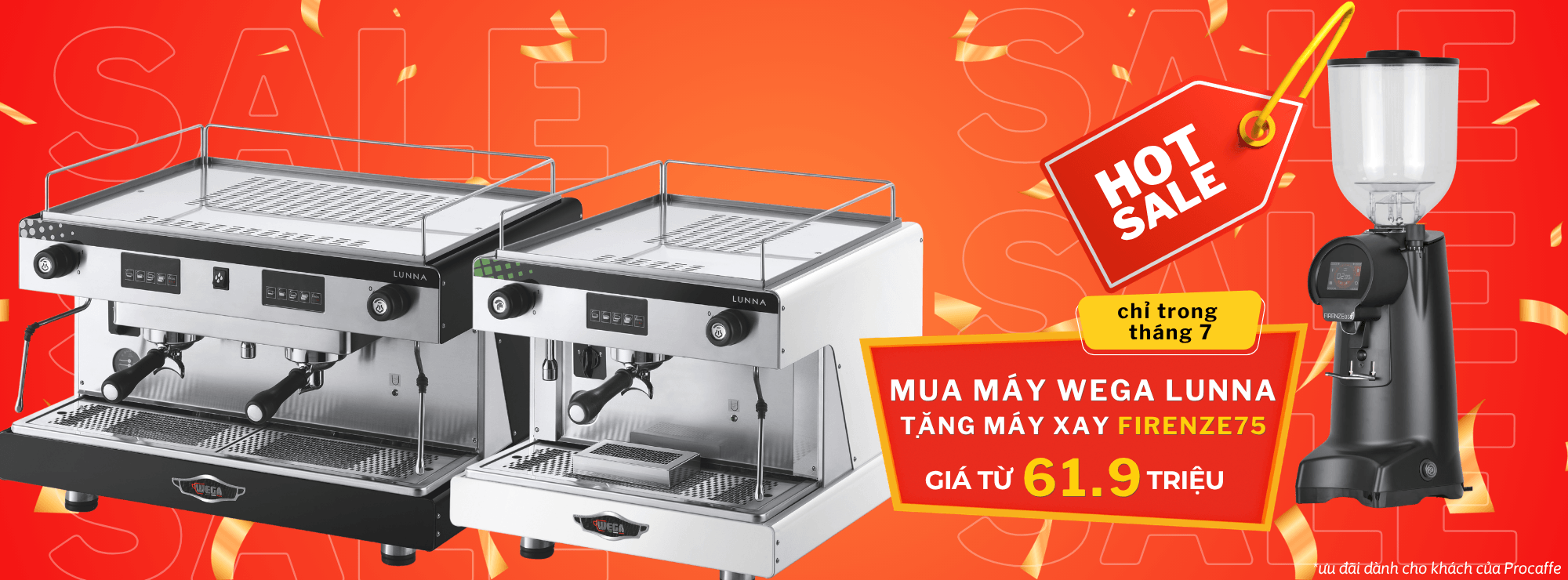 Combo máy pha cà phê Wega Lunna
