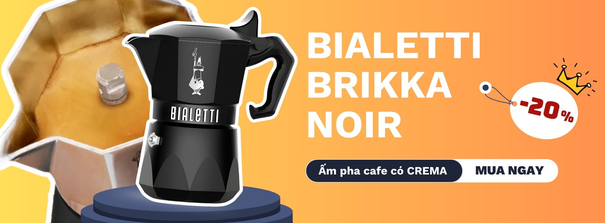 ấm pha cà phê có crema Bialetti Brikka Noir
